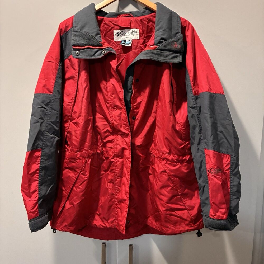 Columbia Interchange Women’s XL Red Gray Jacket 3-in-1 Ski Coat Shell Utility